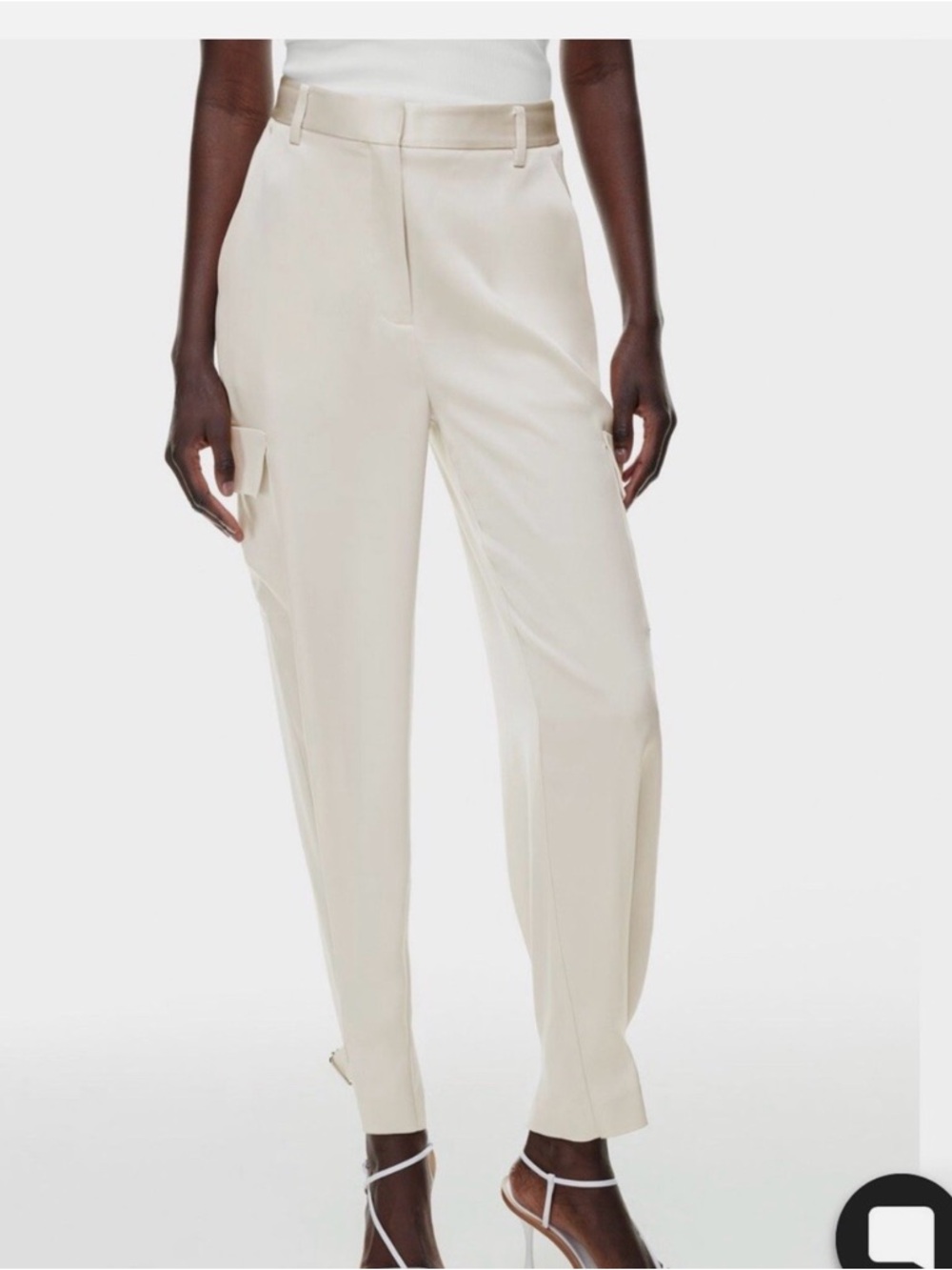 Aritzia Babaton Refined Cargo Cream High-Rise Tailored Pants sz 2